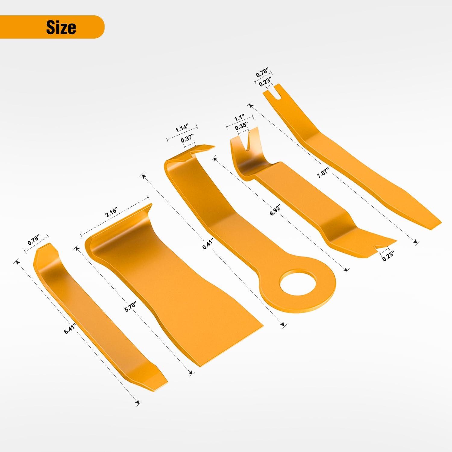 imageGOOACC 11PCS Auto Trim Removal Tool Kit NoScratch Pry Tool Kit for Car Audio Dash Door Panel Window Molding Fastener Remover Tool KitBlackYellow