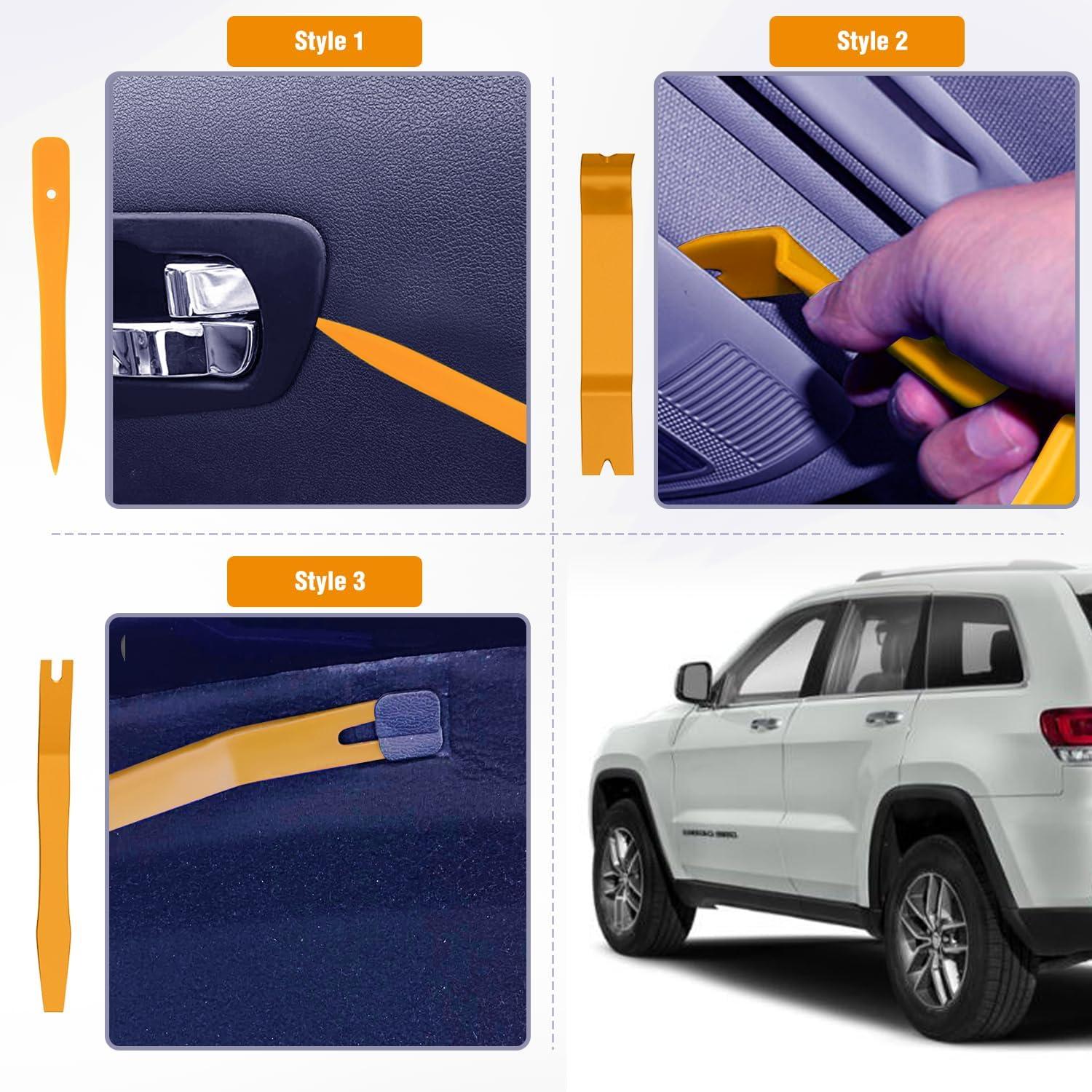 imageGOOACC 11PCS Auto Trim Removal Tool Kit NoScratch Pry Tool Kit for Car Audio Dash Door Panel Window Molding Fastener Remover Tool KitBlackYellow