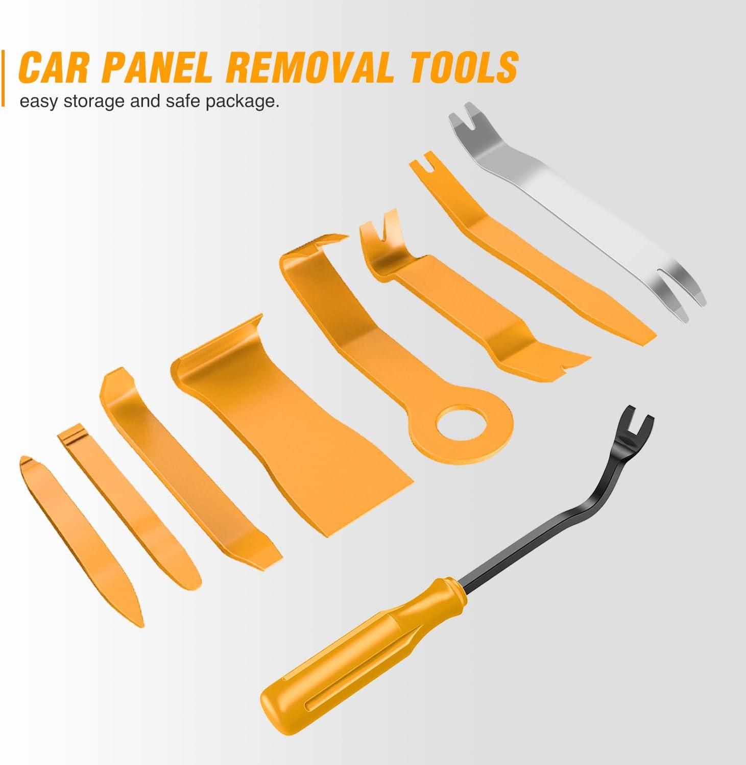 imageGOOACC 11PCS Auto Trim Removal Tool Kit NoScratch Pry Tool Kit for Car Audio Dash Door Panel Window Molding Fastener Remover Tool KitBlackYellow