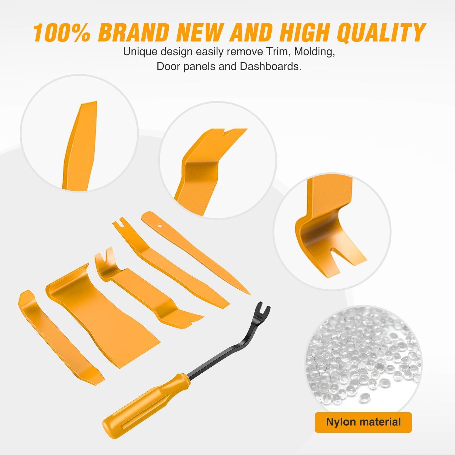 imageGOOACC 11PCS Auto Trim Removal Tool Kit NoScratch Pry Tool Kit for Car Audio Dash Door Panel Window Molding Fastener Remover Tool KitBlackYellow