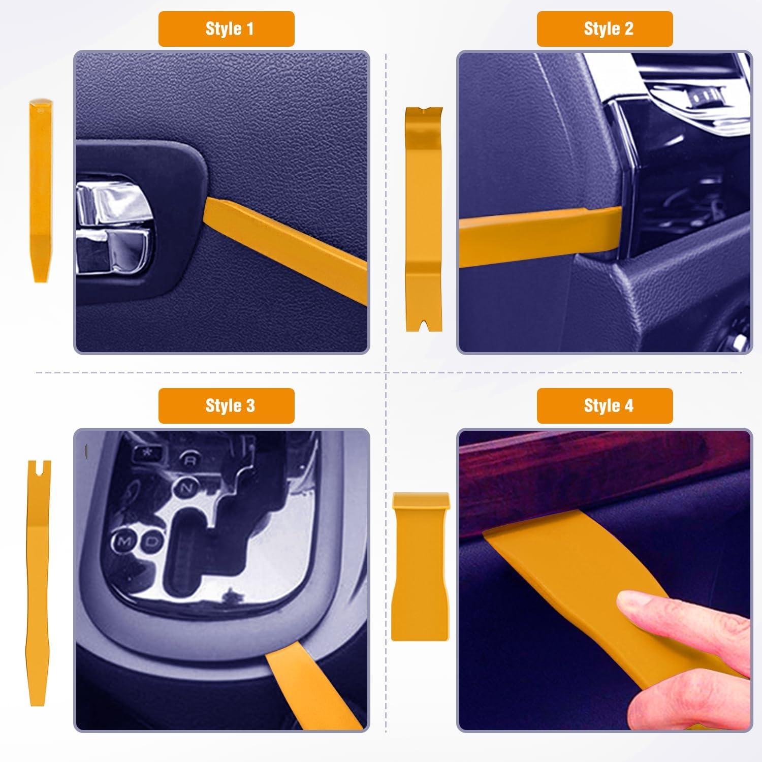 imageGOOACC 11PCS Auto Trim Removal Tool Kit NoScratch Pry Tool Kit for Car Audio Dash Door Panel Window Molding Fastener Remover Tool KitBlackYellow