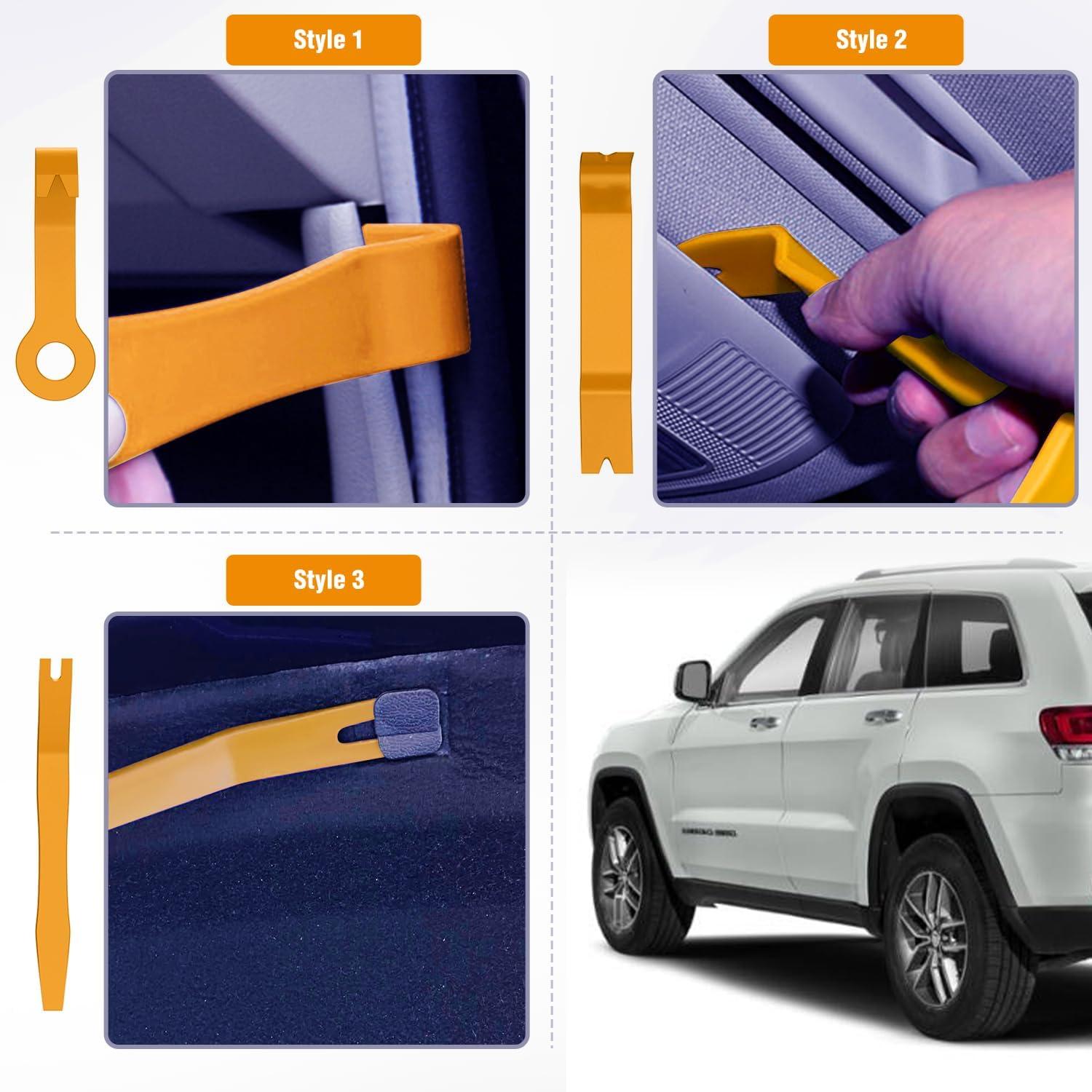 imageGOOACC 11PCS Auto Trim Removal Tool Kit NoScratch Pry Tool Kit for Car Audio Dash Door Panel Window Molding Fastener Remover Tool KitBlackYellow