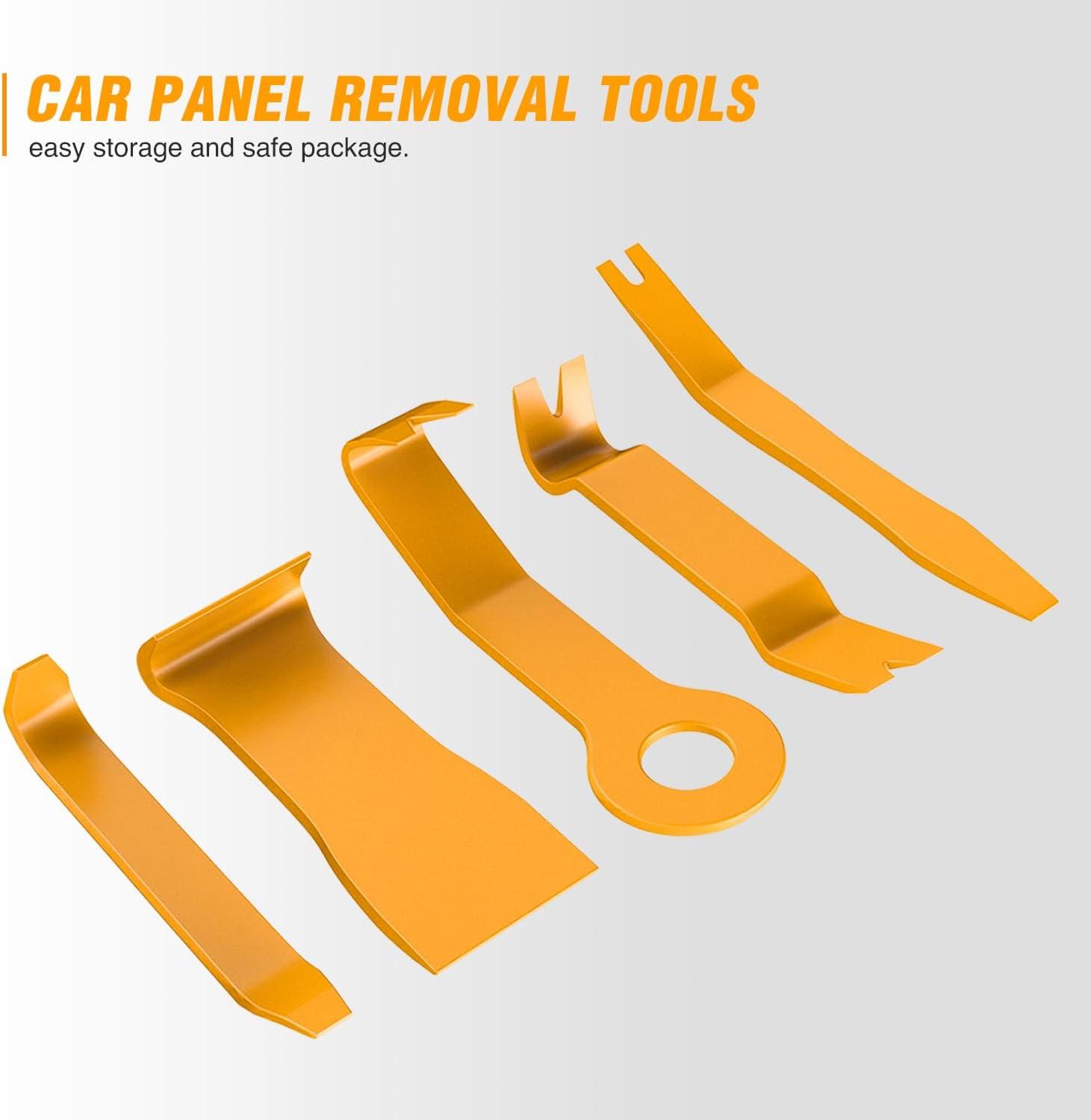 imageGOOACC 11PCS Auto Trim Removal Tool Kit NoScratch Pry Tool Kit for Car Audio Dash Door Panel Window Molding Fastener Remover Tool KitBlackYellow
