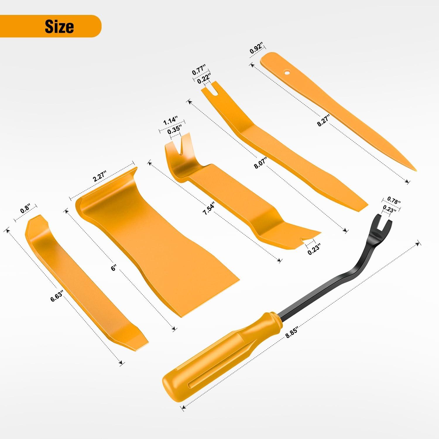 imageGOOACC 11PCS Auto Trim Removal Tool Kit NoScratch Pry Tool Kit for Car Audio Dash Door Panel Window Molding Fastener Remover Tool KitBlackYellow