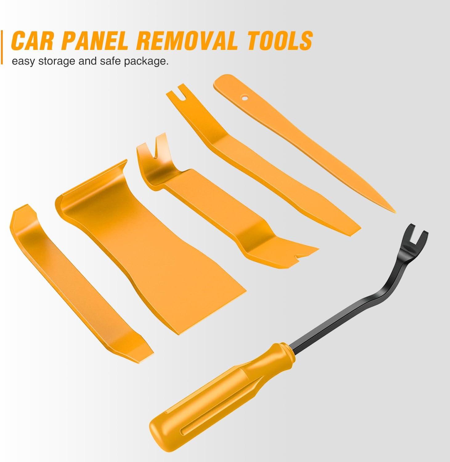 imageGOOACC 11PCS Auto Trim Removal Tool Kit NoScratch Pry Tool Kit for Car Audio Dash Door Panel Window Molding Fastener Remover Tool KitBlackYellow