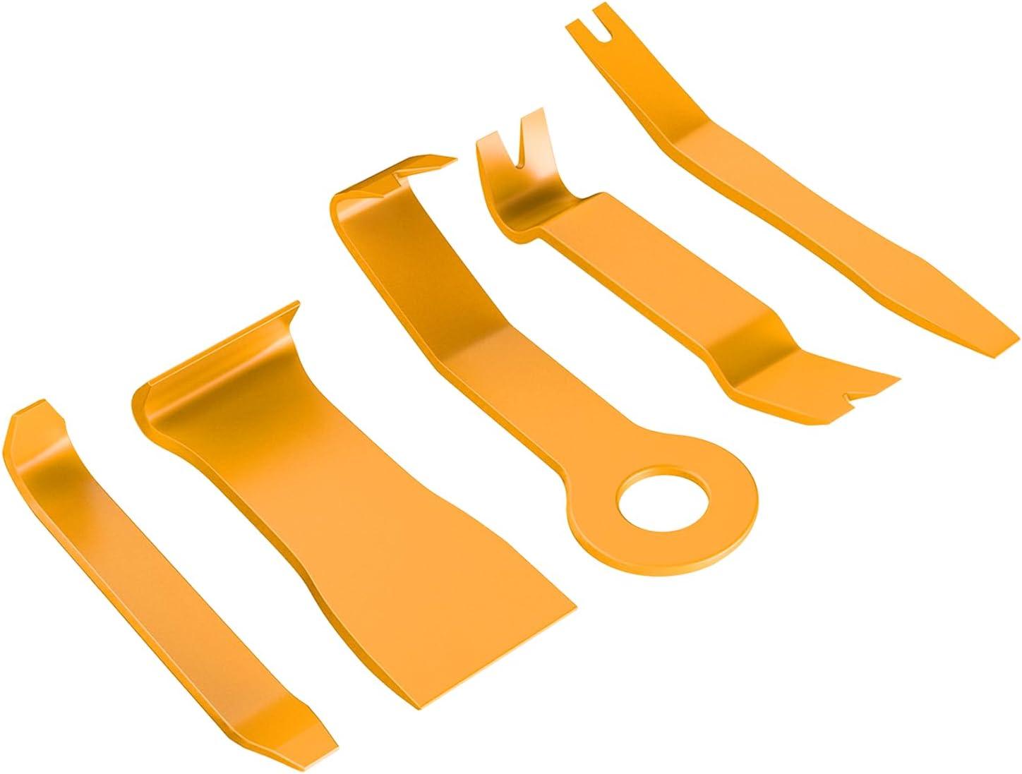imageGOOACC 11PCS Auto Trim Removal Tool Kit NoScratch Pry Tool Kit for Car Audio Dash Door Panel Window Molding Fastener Remover Tool KitBlackYellow