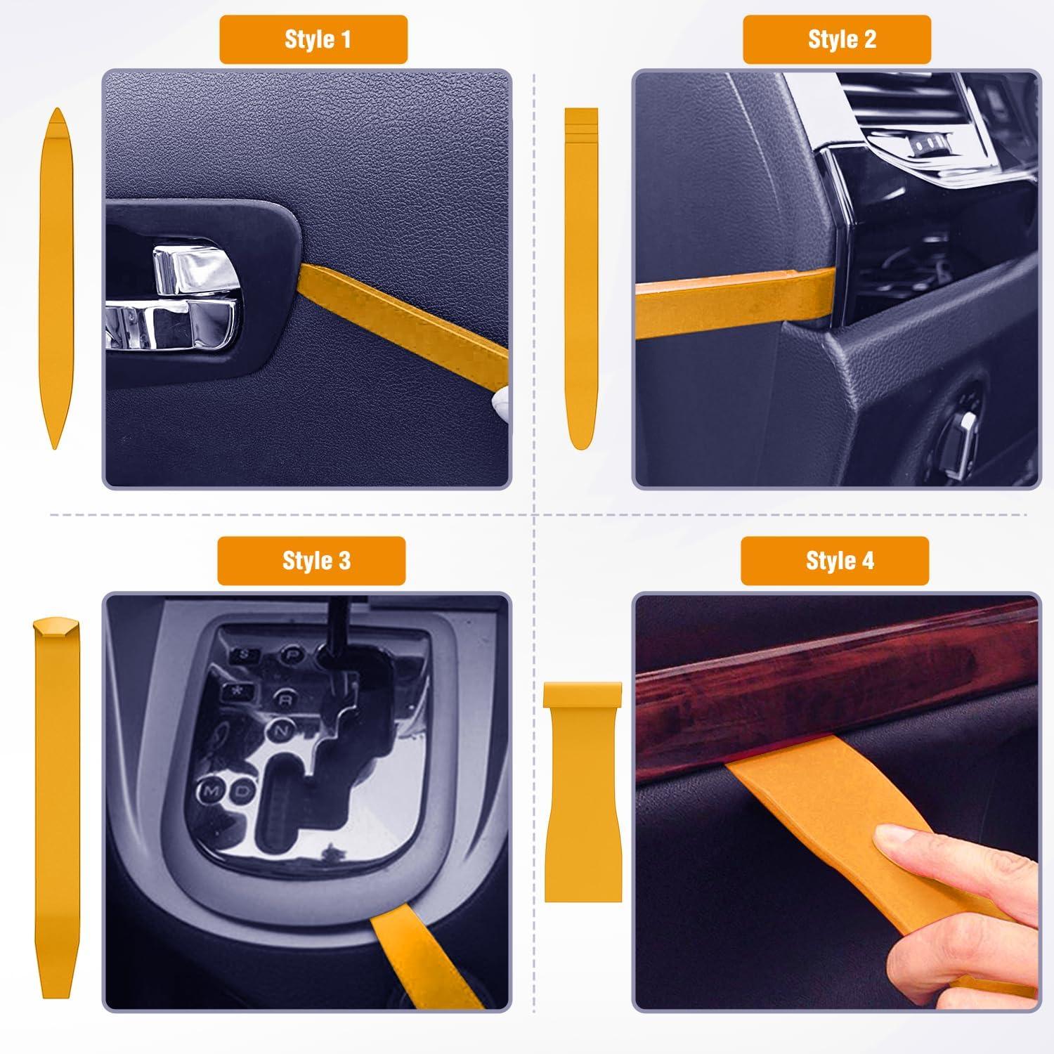 imageGOOACC 11PCS Auto Trim Removal Tool Kit NoScratch Pry Tool Kit for Car Audio Dash Door Panel Window Molding Fastener Remover Tool KitBlackYellow