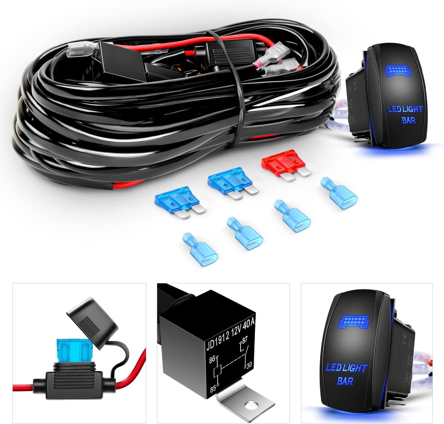 imageGOOACC 2PCS 18W LED Pods Flood Light Bar Fog Light Driving Lighting with 12V 5Pin Rocker Switch Off Road Wiring Harness2 Leads for Truck Golf Cart SUV ATV UTV Boat 2 Years Warranty Auto605