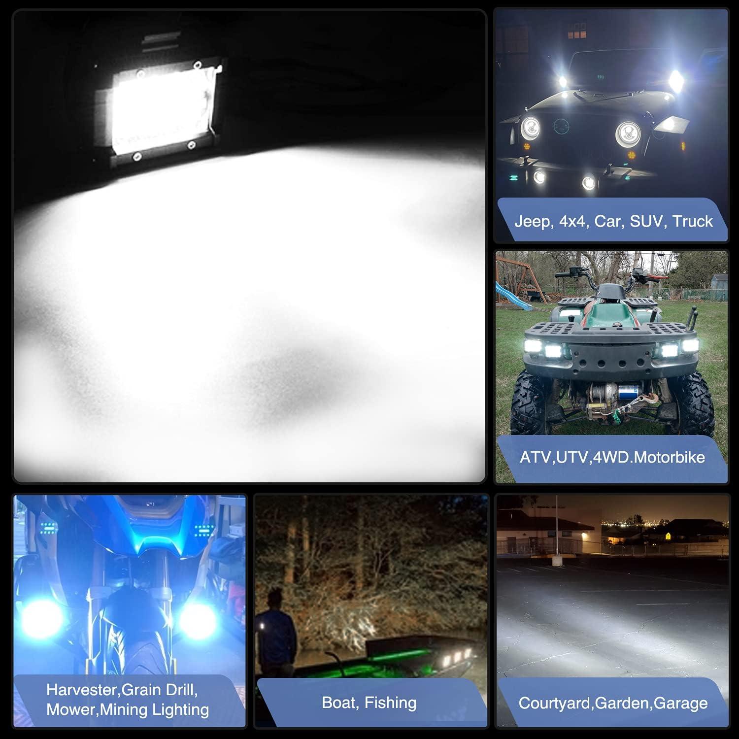 imageGOOACC 2PCS 4quot Amber LED Pods 36W Triple Row Flood Light Bar Fog Light 3600LM Driving Lighting with 16AWG Off Road Wiring Harness2 Leads for Truck Golf Cart SUV ATV UTV Boat ClearYellow Auto6502Pcs LED Pods Clamp Bracket Wiring Harness
