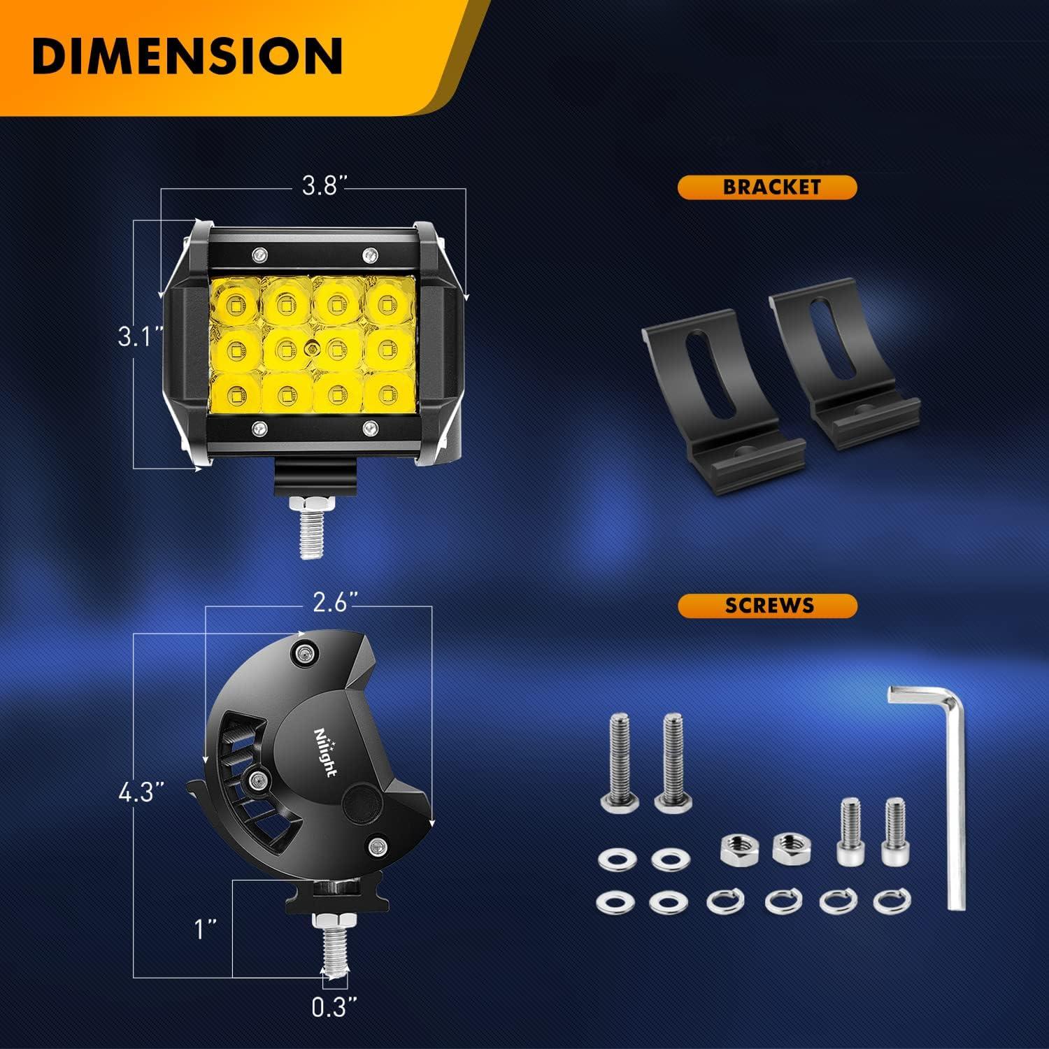 imageGOOACC 2PCS 4quot Amber LED Pods 36W Triple Row Flood Light Bar Fog Light 3600LM Driving Lighting with 16AWG Off Road Wiring Harness2 Leads for Truck Golf Cart SUV ATV UTV Boat ClearYellow Auto6502Pcs Amber LED Pods Wiring Harness