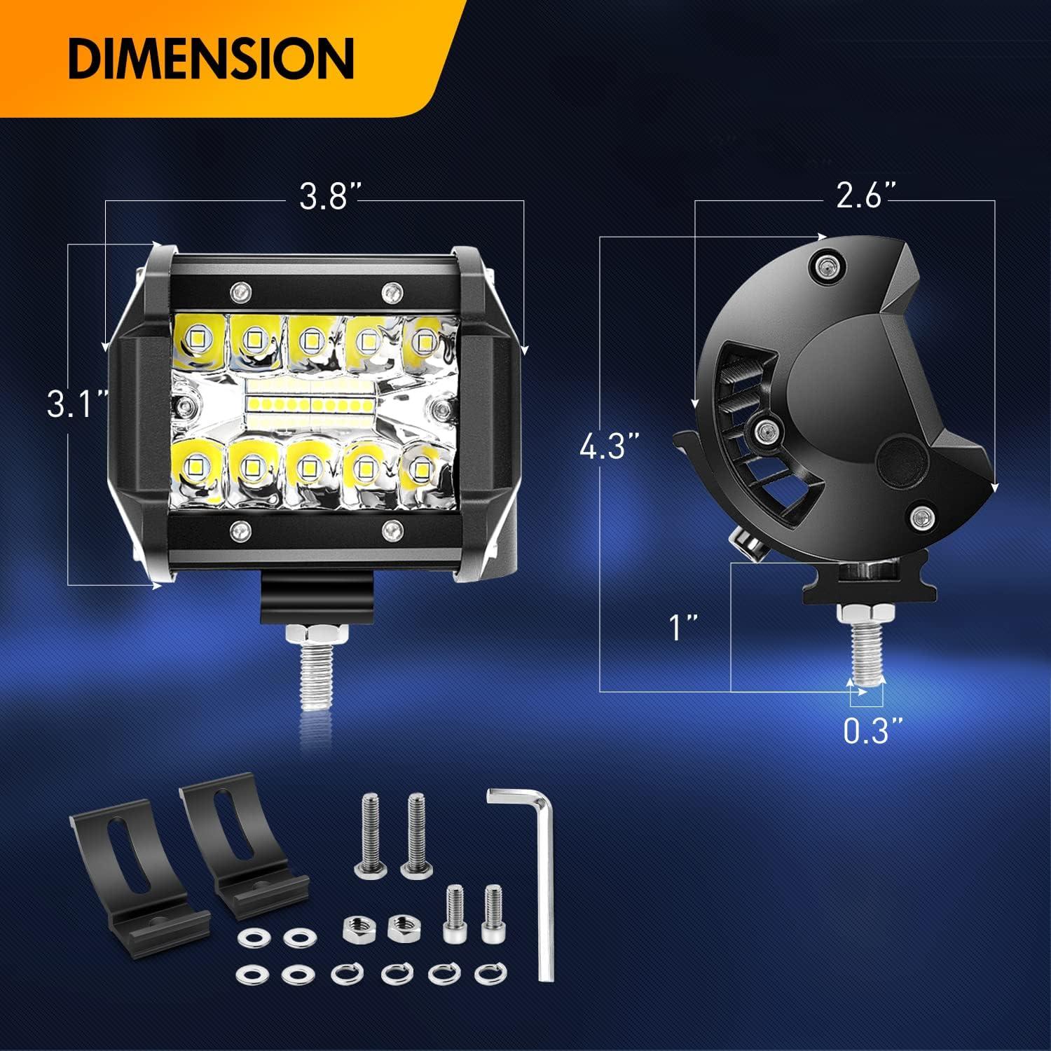 imageGOOACC 2PCS 4quot Amber LED Pods 36W Triple Row Flood Light Bar Fog Light 3600LM Driving Lighting with 16AWG Off Road Wiring Harness2 Leads for Truck Golf Cart SUV ATV UTV Boat ClearYellow Auto6502Pcs LED Pods tow hitch