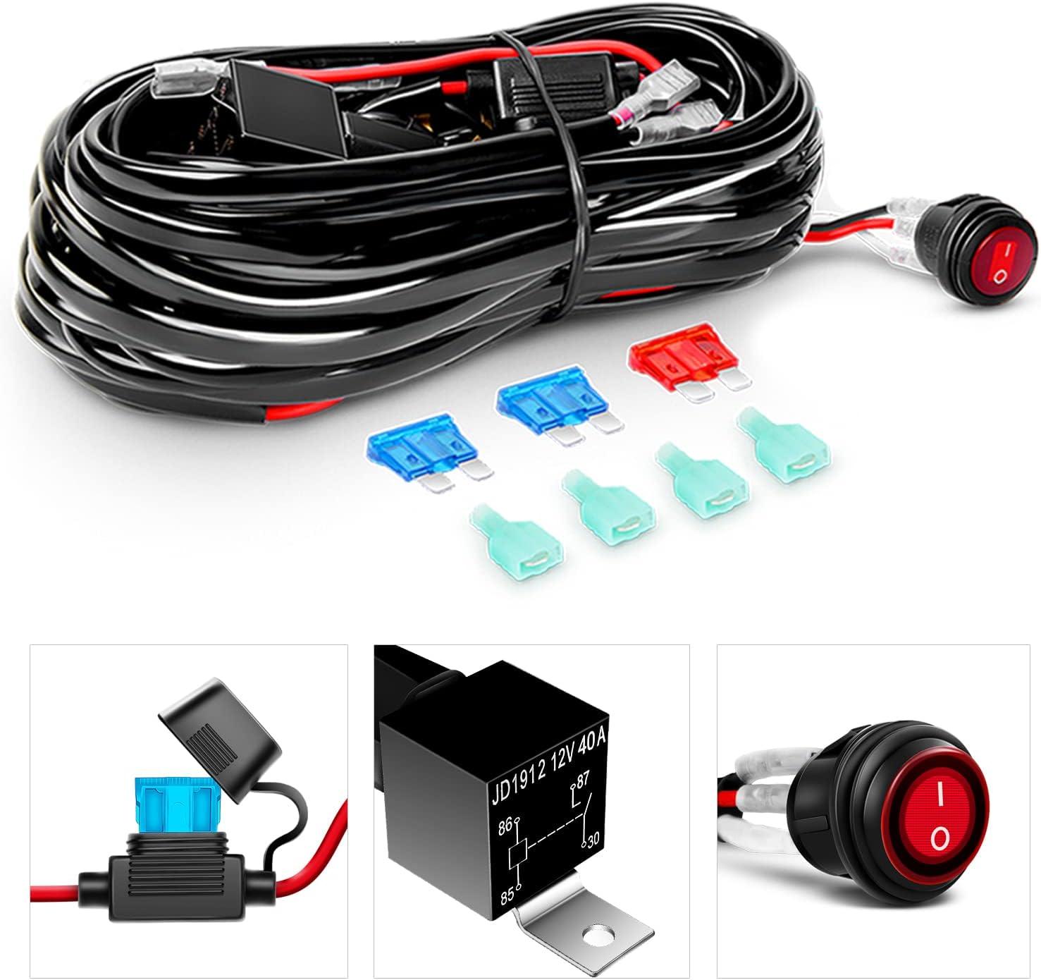 imageGOOACC 2PCS 4quot Amber LED Pods 36W Triple Row Flood Light Bar Fog Light 3600LM Driving Lighting with 16AWG Off Road Wiring Harness2 Leads for Truck Golf Cart SUV ATV UTV Boat ClearYellow Auto6504Pcs LED Pods Wiring Harness