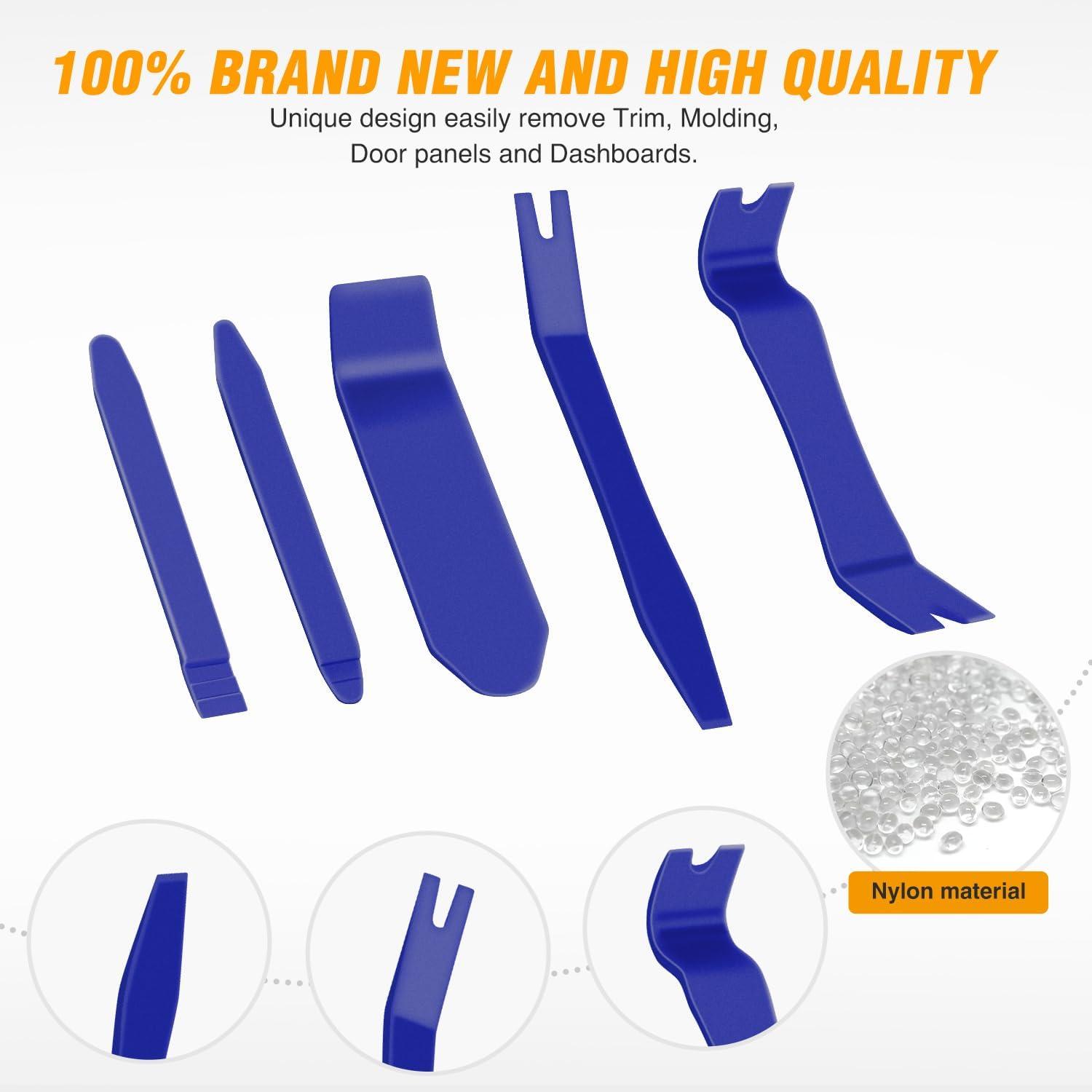 imageGOOACC 6PCS Auto Trim Removal Tool Kit NoScratch Tool Kit for Car Audio Dash Panel Window Molding Fastener Remover Tool KitBlueBlue