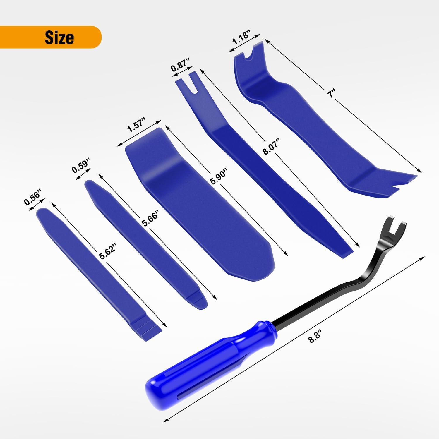 imageGOOACC 6PCS Auto Trim Removal Tool Kit NoScratch Tool Kit for Car Audio Dash Panel Window Molding Fastener Remover Tool KitBlueBlue