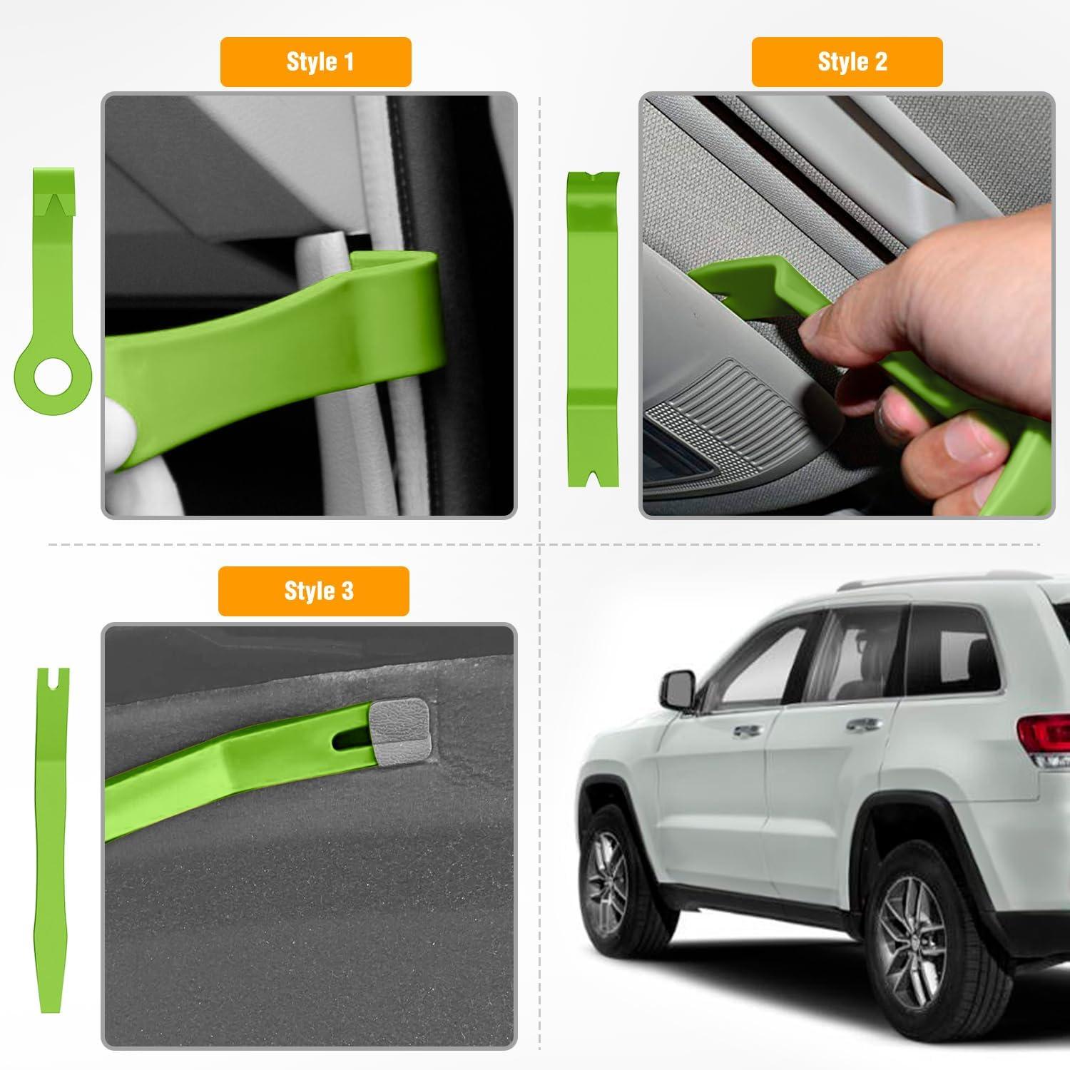 imageGOOACC 6PCS Auto Trim Removal Tool Kit NoScratch Tool Kit for Car Audio Dash Panel Window Molding Fastener Remover Tool KitBlueGreen