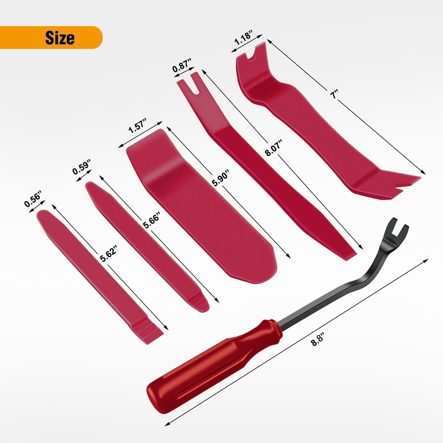imageGOOACC 6PCS Auto Trim Removal Tool Kit NoScratch Tool Kit for Car Audio Dash Panel Window Molding Fastener Remover Tool KitBlueRed