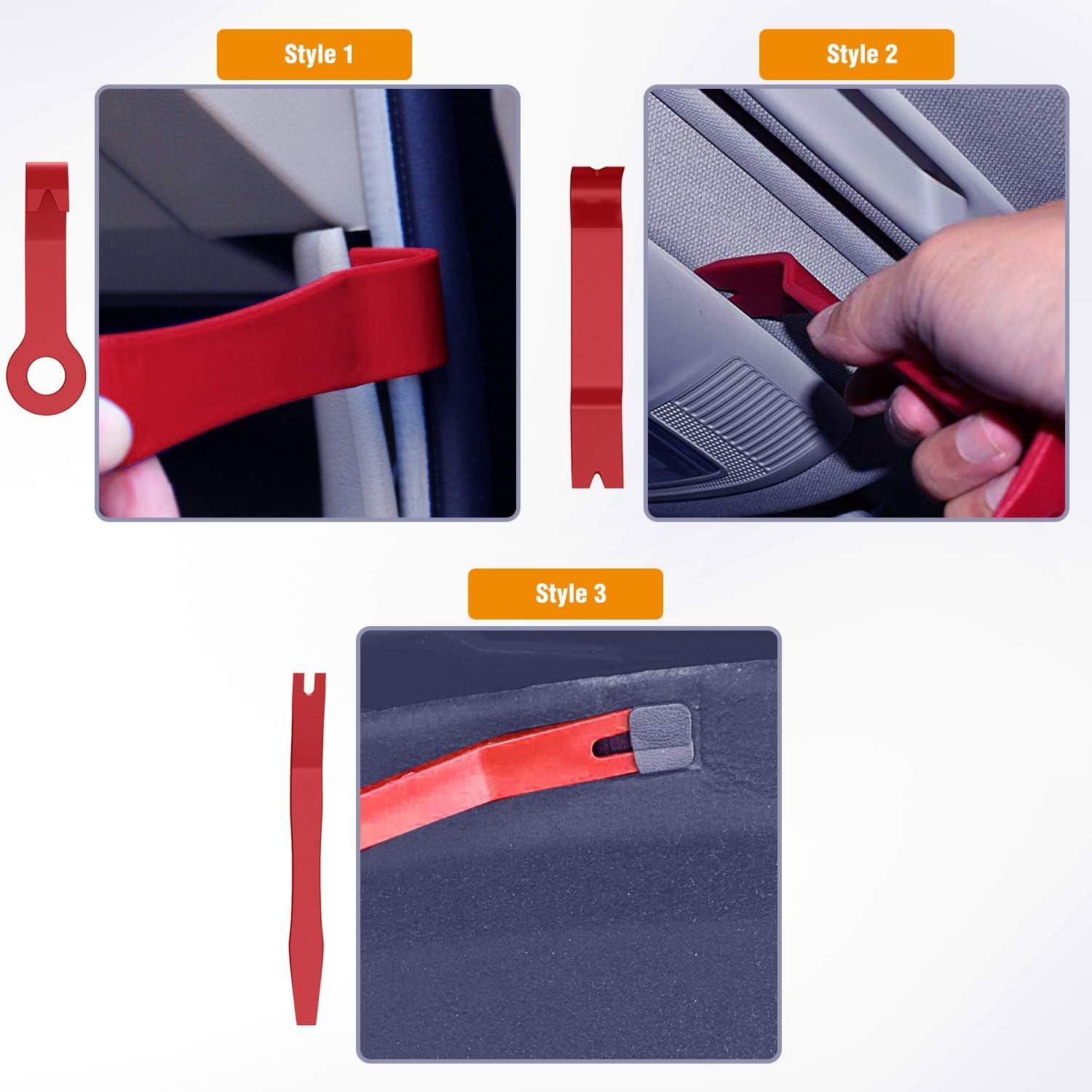imageGOOACC 6PCS Auto Trim Removal Tool Kit NoScratch Tool Kit for Car Audio Dash Panel Window Molding Fastener Remover Tool KitBlueRed