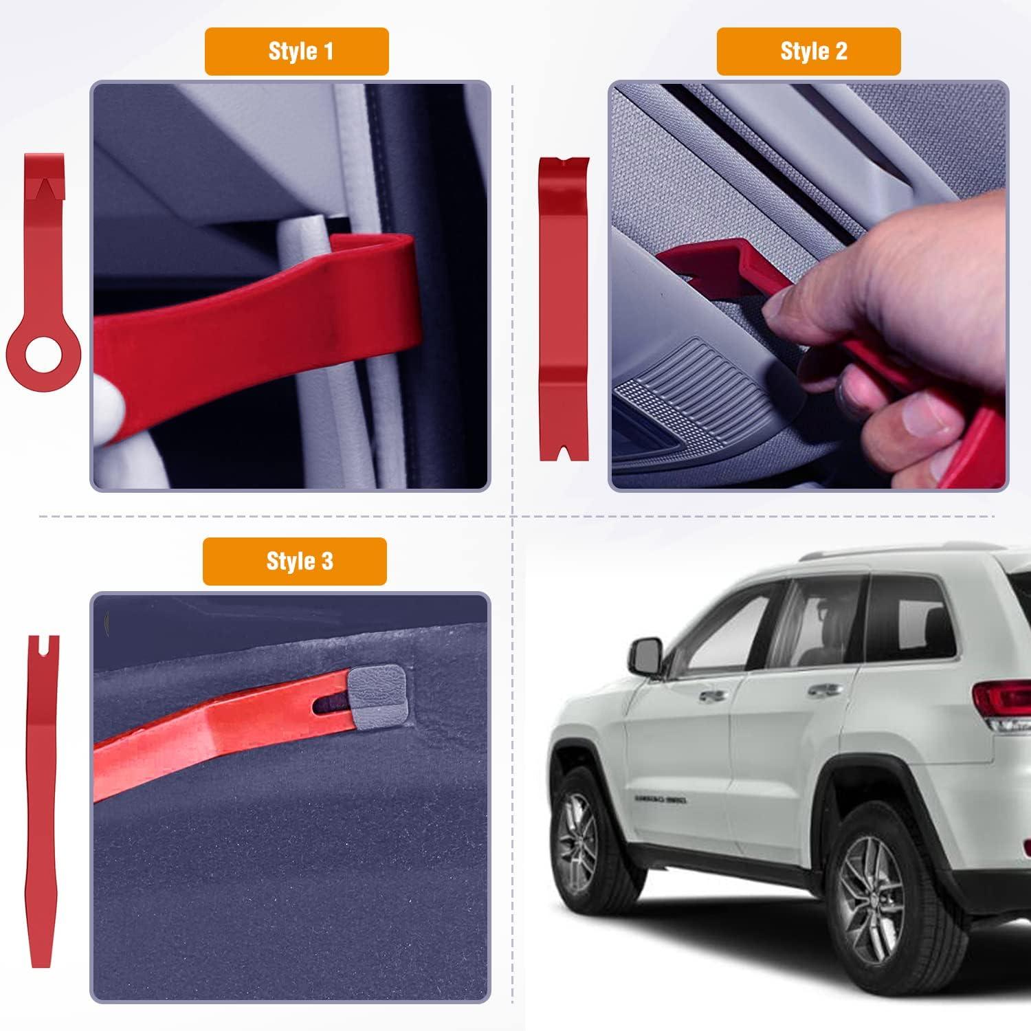 imageGOOACC 6PCS Auto Trim Removal Tool Kit NoScratch Tool Kit for Car Audio Dash Panel Window Molding Fastener Remover Tool KitBlueRed