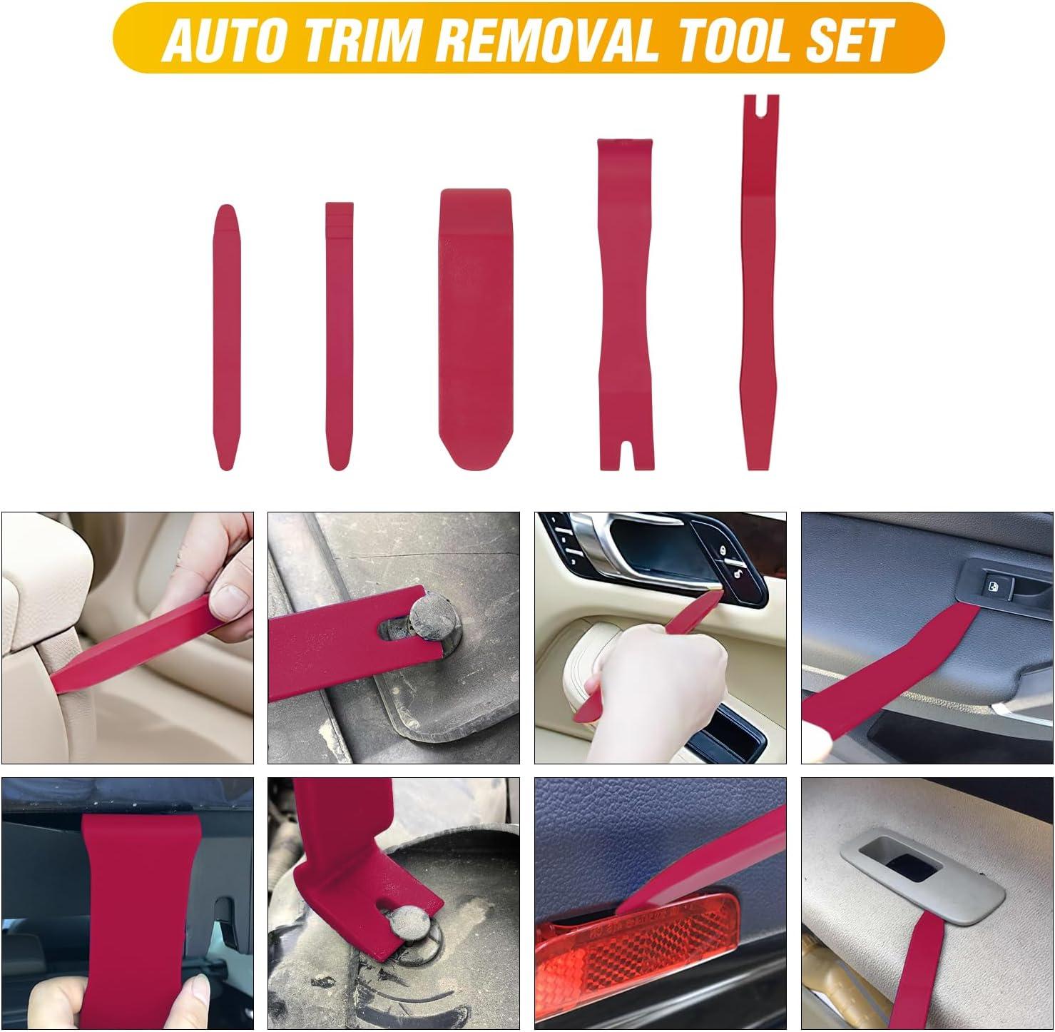 imageGOOACC 6PCS Auto Trim Removal Tool Kit NoScratch Tool Kit for Car Audio Dash Panel Window Molding Fastener Remover Tool KitBlueRed