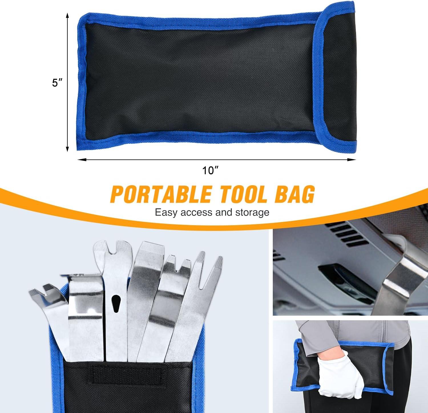 imageGOOACC 6PCS Auto Trim Removal Tool Kit NoScratch Tool Kit for Car Audio Dash Panel Window Molding Fastener Remover Tool KitBlueStainless Steel