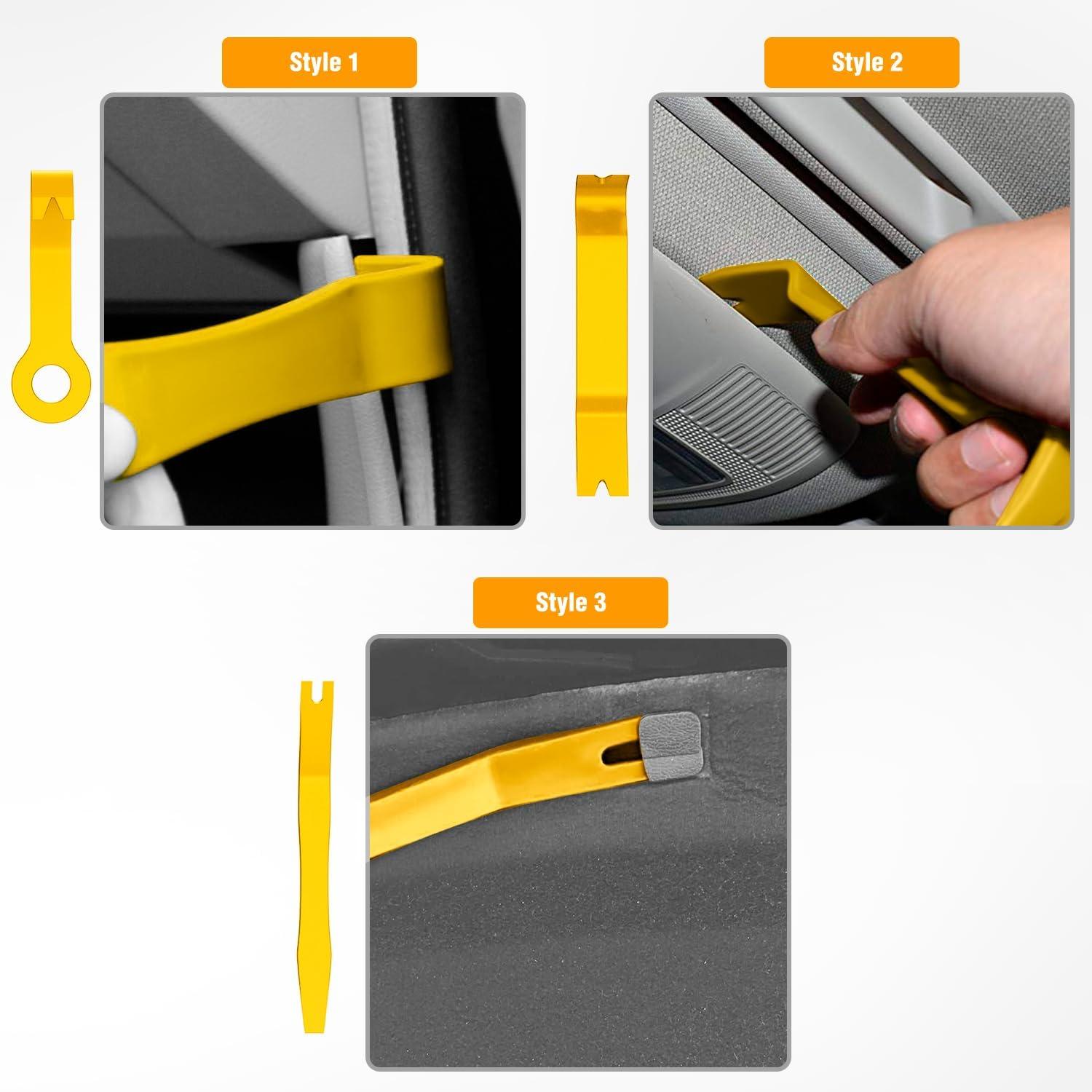 imageGOOACC 6PCS Auto Trim Removal Tool Kit NoScratch Tool Kit for Car Audio Dash Panel Window Molding Fastener Remover Tool KitBlueYellow