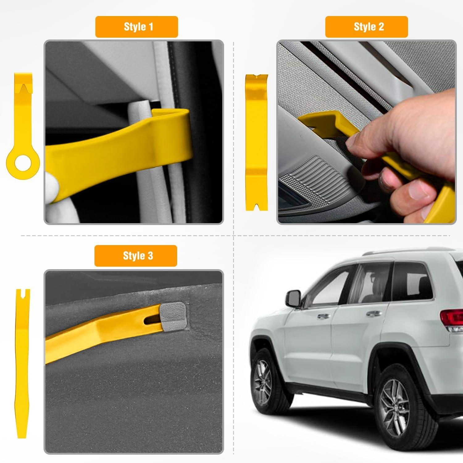 imageGOOACC 6PCS Auto Trim Removal Tool Kit NoScratch Tool Kit for Car Audio Dash Panel Window Molding Fastener Remover Tool KitBlueYellow