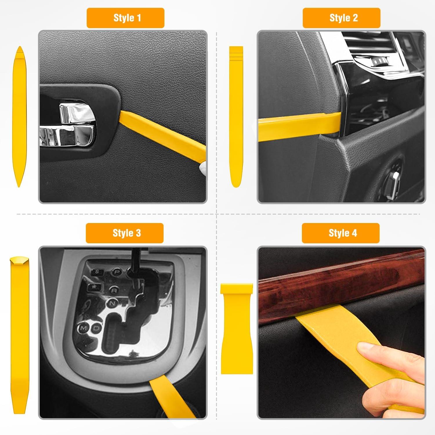 imageGOOACC 6PCS Auto Trim Removal Tool Kit NoScratch Tool Kit for Car Audio Dash Panel Window Molding Fastener Remover Tool KitBlueYellow