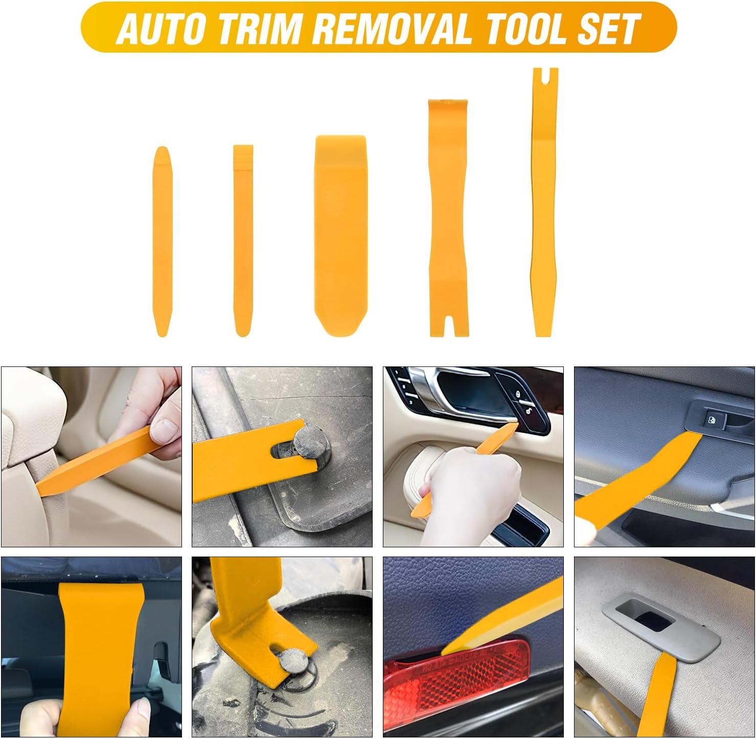 imageGOOACC 6PCS Auto Trim Removal Tool Kit NoScratch Tool Kit for Car Audio Dash Panel Window Molding Fastener Remover Tool KitBlueYellow