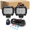 imageGOOACC 2PCS 18W LED Pods Flood Light Bar Fog Light Driving Lighting with 12V 5Pin Rocker Switch Off Road Wiring Harness2 Leads for Truck Golf Cart SUV ATV UTV Boat 2 Years Warranty Auto605