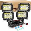 imageGOOACC 2PCS 4quot Amber LED Pods 36W Triple Row Flood Light Bar Fog Light 3600LM Driving Lighting with 16AWG Off Road Wiring Harness2 Leads for Truck Golf Cart SUV ATV UTV Boat ClearYellow Auto6504Pcs LED Pods Wiring Harness
