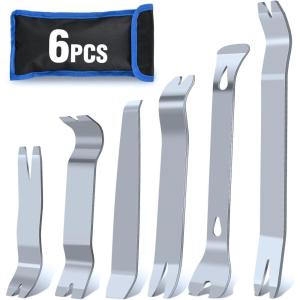 imageGOOACC 6PCS Auto Trim Removal Tool Kit NoScratch Tool Kit for Car Audio Dash Panel Window Molding Fastener Remover Tool KitBlueStainless Steel