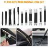 imageGOOACC 11 PCS Trim Removal Tool Kit Metal Pry Tool Auto Fastener Remover Pry Bar Set Car Door Panel Removal Tool Dashboard Repair Kit GreenBlack