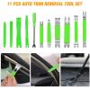 imageGOOACC 11 PCS Trim Removal Tool Kit Metal Pry Tool Auto Fastener Remover Pry Bar Set Car Door Panel Removal Tool Dashboard Repair Kit GreenGreen