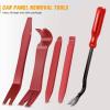 imageGOOACC 11 PCS Trim Removal Tool Kit Metal Pry Tool Auto Fastener Remover Pry Bar Set Car Door Panel Removal Tool Dashboard Repair Kit GreenRed