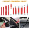 imageGOOACC 11 PCS Trim Removal Tool Kit Metal Pry Tool Auto Fastener Remover Pry Bar Set Car Door Panel Removal Tool Dashboard Repair Kit GreenRed