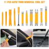imageGOOACC 11 PCS Trim Removal Tool Kit Metal Pry Tool Auto Fastener Remover Pry Bar Set Car Door Panel Removal Tool Dashboard Repair Kit GreenYellow