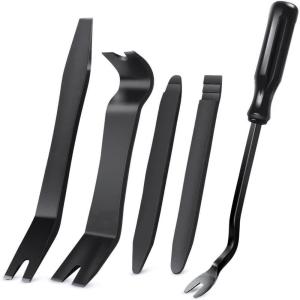 imageGOOACC 11 PCS Trim Removal Tool Kit Metal Pry Tool Auto Fastener Remover Pry Bar Set Car Door Panel Removal Tool Dashboard Repair Kit GreenBlack
