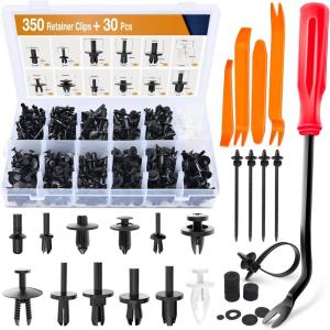 imageGOOACC 380Pcs Car Automotive Plastic Metal Nylon Push Pin Rivet with Fastener Remover Trim Clip Panel Body Interior Assortment Retainer Assortment Clips GRC97Black380Pcs Clips  Remover