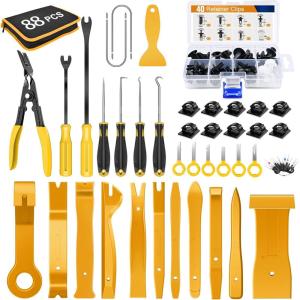 imageGOOACC 415 Pcs Car Retainer Clips ampamp Fastener Remover  18 Most Popular Sizes Auto Push Pin Rivets Set Door Trim Panel Clips for GM Ford Toyota Honda Chrysler88Pcs Clips Removal Kit Yellow