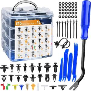 imageGOOACC 725Pcs Car Push Retainer Clips ampamp Auto Fasteners Assortment 23 Most Popular Sizes Nylon Bumper Fender Rivets with 10 Cable Ties and Fasteners Remover for Toyota GM Ford Honda Chevy815Pcs Clips  Remover