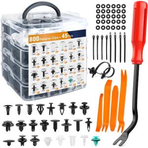 imageGOOACC 725Pcs Car Push Retainer Clips ampamp Auto Fasteners Assortment 23 Most Popular Sizes Nylon Bumper Fender Rivets with 10 Cable Ties and Fasteners Remover for Toyota GM Ford Honda Chevy800Pcs Clips  Remover