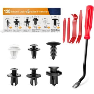 imageGOOACC 855Pcs Car Push Retainer Clips ampamp Auto Fasteners Assortment 16 Most Popular Sizes Nylon Bumper Fender Rivets with Cable Ties and Fasteners Remover Fits for Toyota GM Ford Honda Acura Chrysler120 Clips  5 Tools