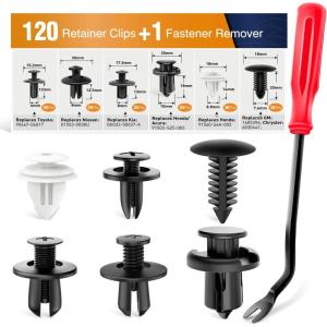 imageGOOACC 855Pcs Car Push Retainer Clips ampamp Auto Fasteners Assortment 16 Most Popular Sizes Nylon Bumper Fender Rivets with Cable Ties and Fasteners Remover Fits for Toyota GM Ford Honda Acura Chrysler120Pcs Clips  Remover