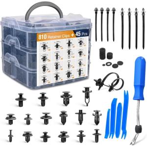 imageGOOACC 855Pcs Car Push Retainer Clips ampamp Auto Fasteners Assortment 16 Most Popular Sizes Nylon Bumper Fender Rivets with Cable Ties and Fasteners Remover Fits for Toyota GM Ford Honda Acura Chrysler810 Clips  41 Tools