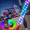 imageGOOACC 2 PCS 4FT LED Whip Light with Spring Base Spiral RGB Chasing RF Remote Lighted Whips wRocker Switch LED Antenna for UTV ATV Truck Sand Rail Buggy Dune RZR CanamRemote Control W Spring Base