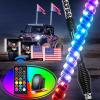 imageGOOACC 2 PCS 4FT LED Whip Light with Spring Base Spiral RGB Chasing RF Remote Lighted Whips wRocker Switch LED Antenna for UTV ATV Truck Sand Rail Buggy Dune RZR CanamRemote Control W Spring Base