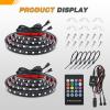 imageGOOACC RGB Truck Bed Light Strip 2PCS 60quot 180 LEDs Neon Accent Lighting with RF Remote OnOff Switch Splitter Extension Cable for 12Volt Car Cargo Pickup SUV RV Boat