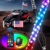 imageGOOACC 2 PCS 4FT LED Whip Light with Spring Base Spiral RGB Chasing RF Remote Lighted Whips wRocker Switch LED Antenna for UTV ATV Truck Sand Rail Buggy Dune RZR CanamRemote Control W Spring Base