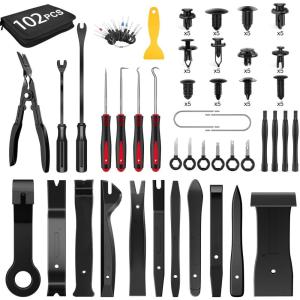 imageGOOACC 1115Pcs Car Push Retainer Clips ampamp Auto Fasteners Assortment 32 Most Popular Sizes Nylon Bumper Fender Rivets with 10 Cable Ties and Fasteners Remover for GM Ford Toyota Honda Chrysler102Pcs Clips Remover Black