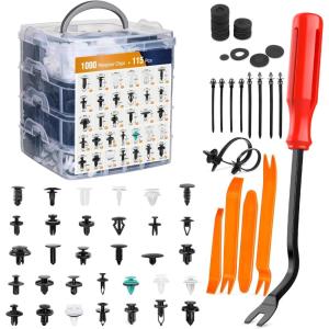 imageGOOACC 1115Pcs Car Push Retainer Clips ampamp Auto Fasteners Assortment 32 Most Popular Sizes Nylon Bumper Fender Rivets with 10 Cable Ties and Fasteners Remover for GM Ford Toyota Honda Chrysler1115Pcs Clips Remover